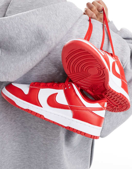Nike Dunk Low Retro sneakers in white and red