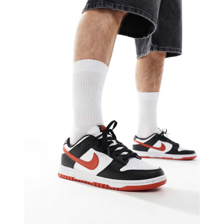 靴 Nike Dunk Low Retro White/Black/Red 25.0 Nike Dunk Low Retro sneakers in white, black and red | ASOS