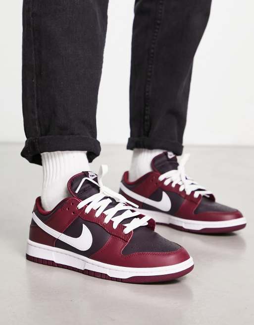 nike dunk low burgundy and white