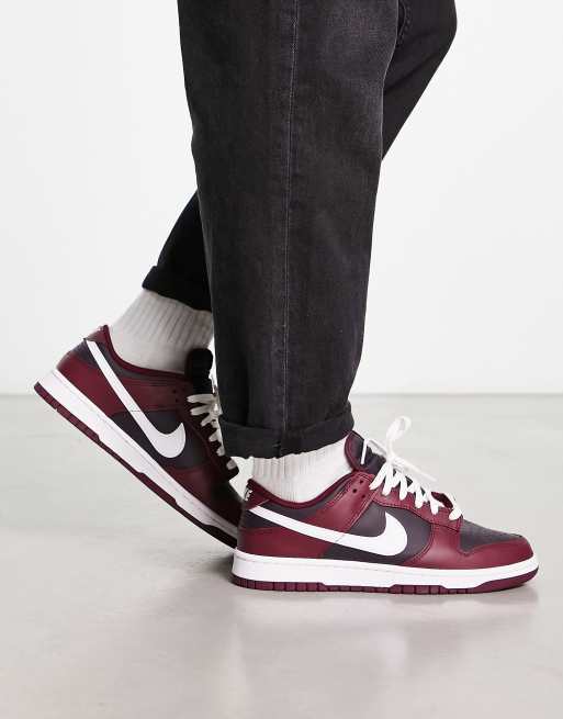 Nike dunk low retro trainers in beetroot and burgundy ash