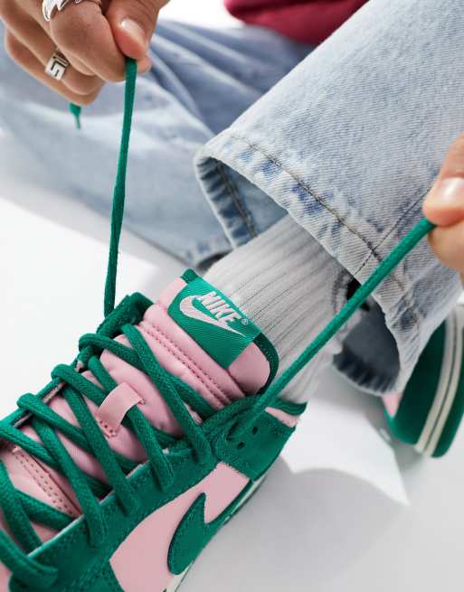 Nike Dunk Low Retro trainers in green and pink