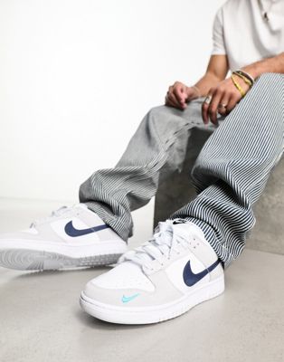 Nike Dunk Low retro trainers in grey and navy - ASOS Price Checker