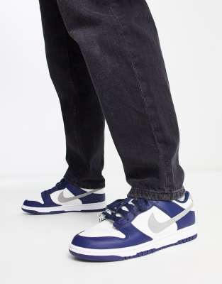 Nike Dunk Low retro trainers in navy and grey - ASOS Price Checker