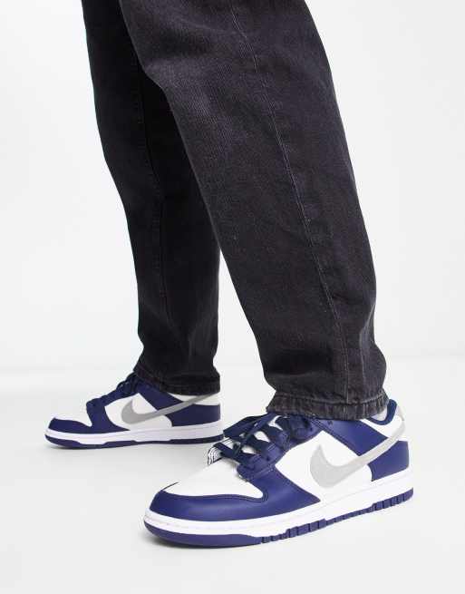 Nike Dunk Low retro trainers in navy and grey | ASOS