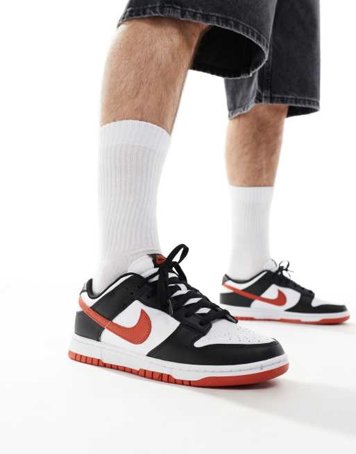 Nike Dunk Low Retro trainers in white black and red ASOS