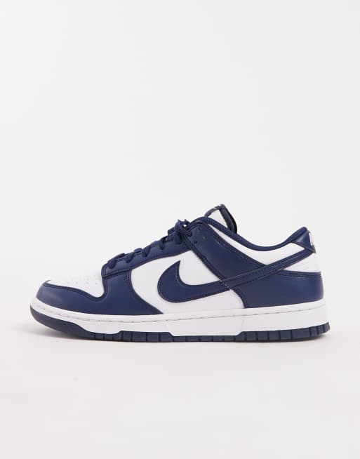 Nike Dunk Low Retro unisex trainers in navy and white, 2 of 5