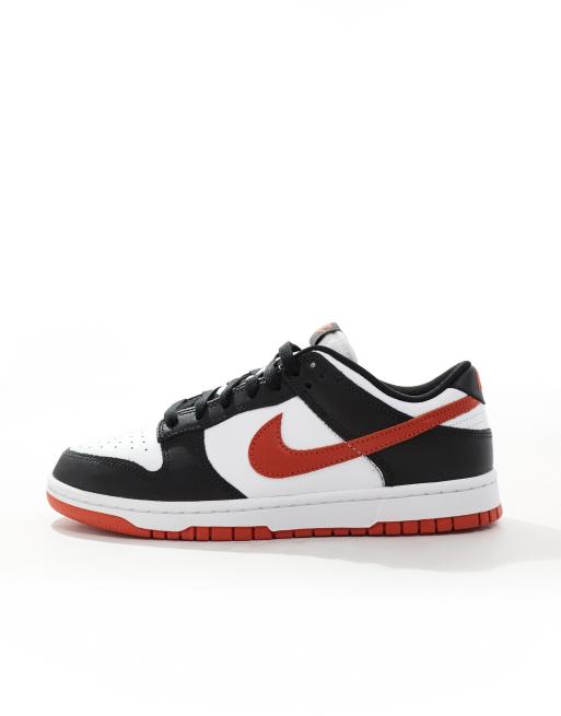 Nike Dunk Low Sneakers basse bianche stile retro nere e rosse