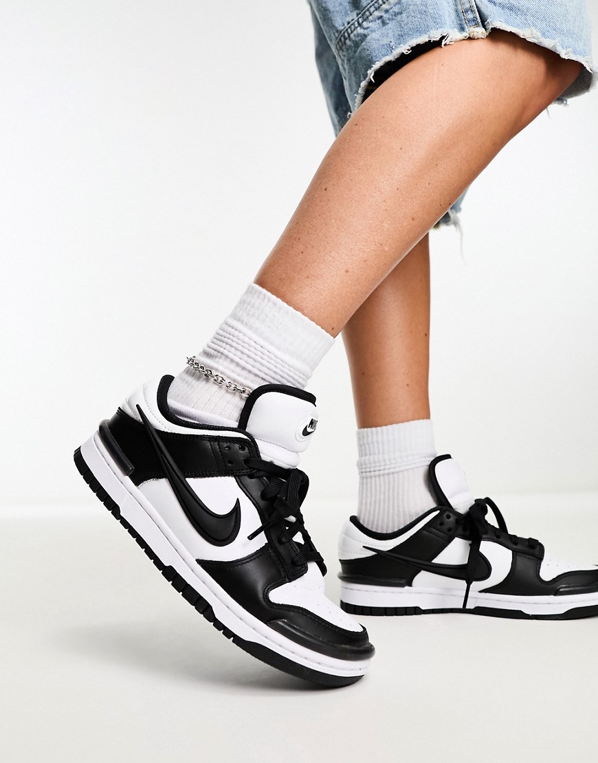 Shop Nike Dunk Low Sneakers In Black Iridescent-white