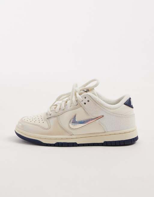 Nike Dunk Low sneakers in pearlized beige and navy, 2 of 5