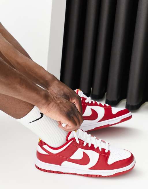 Nike Dunk low sneakers in red and white ASOS