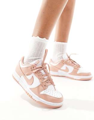 Nike Dunk Low Sneakers In White And Pink