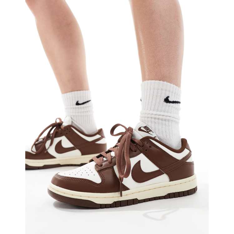 Nike dark brown and White Low-Top Sneakers Nike Dunk Low sneakers in brown and off white | ASOS main image 2