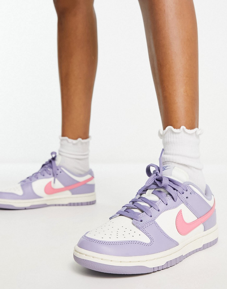 NIKE DUNK LOW SNEAKERS IN WHITE AND LILAC