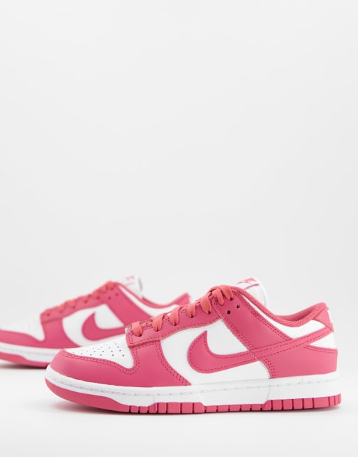 Nike Dunk Low sneakers in white and pink 