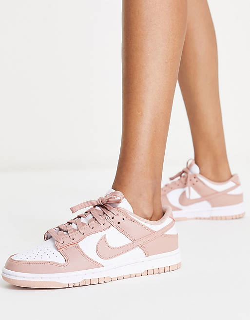 Nike Dunk Low sneakers in white and pink | ASOS