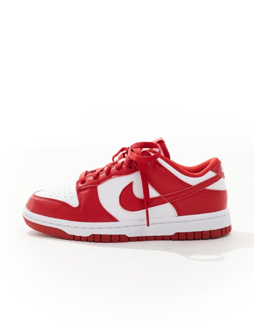 Nike Dunk Low sneakers in white and red, 2 of 5