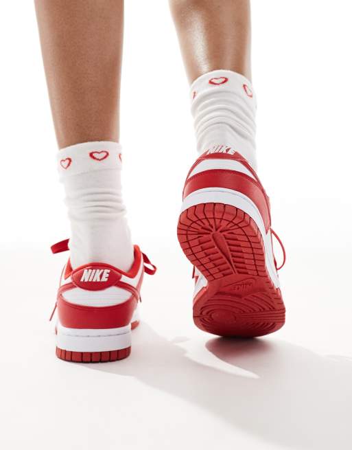 Nike Dunk Low sneakers in white and red