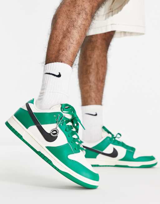 Nike Dunk Low sneakers in white, green and black