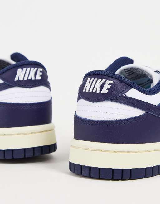 Nike Dunk Low sneakers in white/midnight navy, 4 of 4