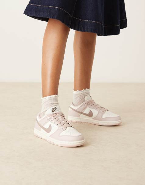 Nike Dunk low top sneakers in pink and white - view 1