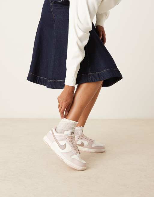 Nike Dunk low top sneakers in pink and white