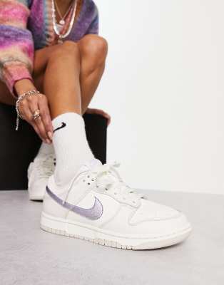 Nike Dunk low trend trainers in sail white and oxygen purple