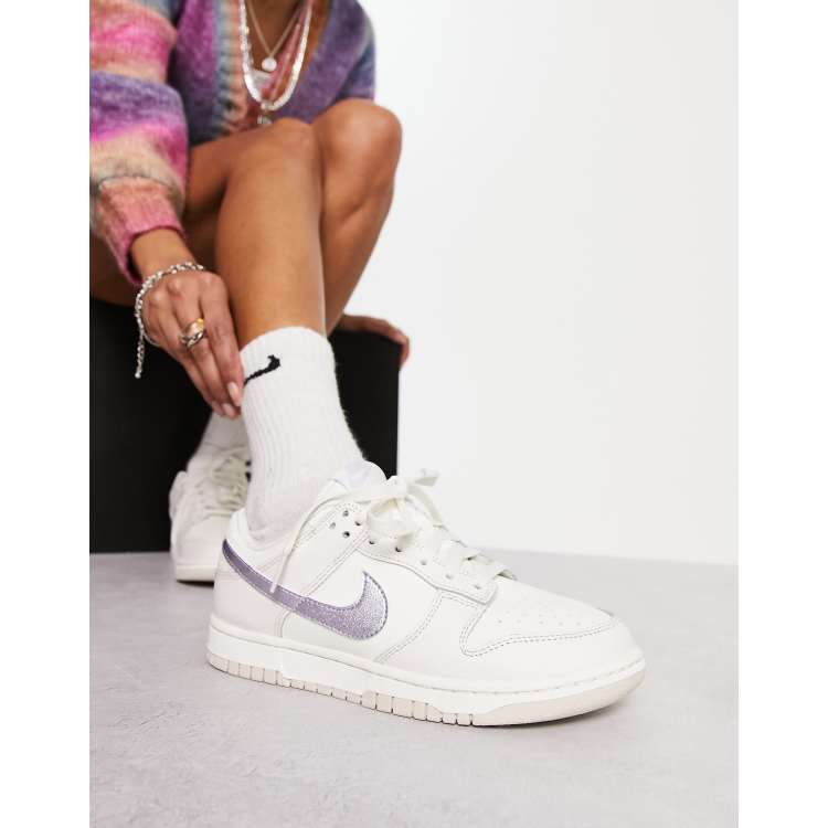 Nike Dunk low trend trainers in sail white and oxygen purple