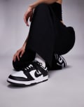 [Nike] Nike Dunk Low unisex sneakers in white and black 36 WHITE
