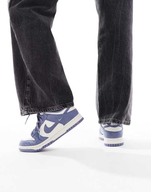 Nike – Dunk Low – Vita och blå sneakers med låga skaft, 4 av 5