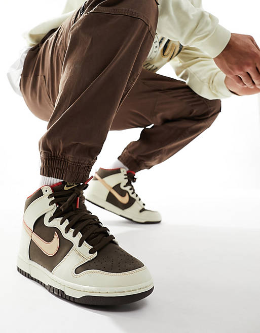 Nike Dunk Retro High sneakers in beige and brown | ASOS
