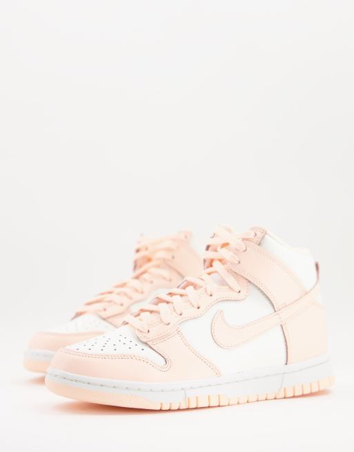Nike – Dunk – Rosa och naturvita sneakers med höga skaft