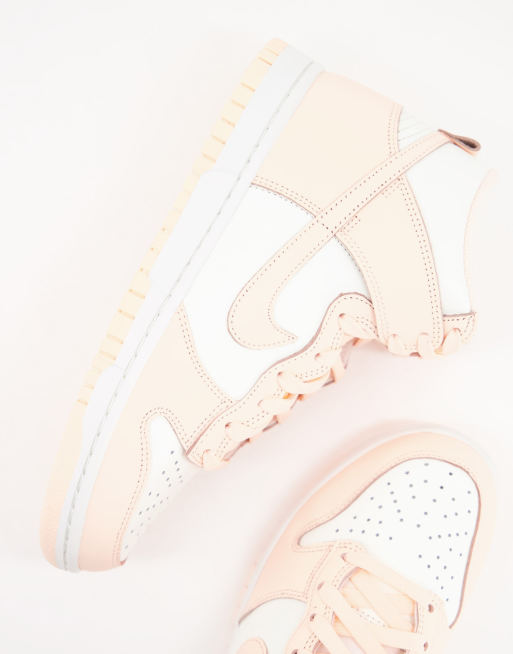 Nike – Dunk – Rosa och naturvita sneakers med höga skaft, 3 av 4