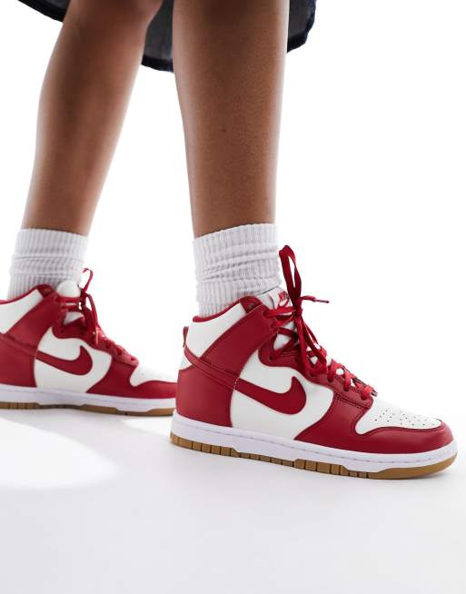 Nike Dunk Sneakers alte bianche e rosse