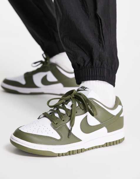Nike - Dunk - Sneakers basse bianche e verde oliva - view 1