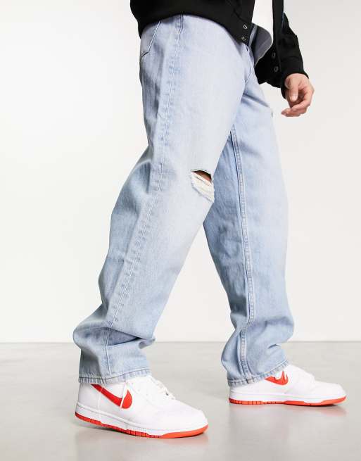 Nike - Dunk - Sneakers rétro alte bianche e rosse, 4 di 4