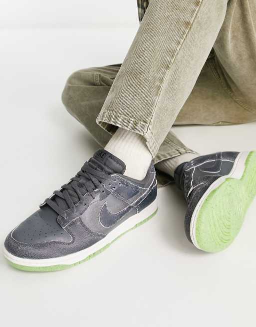 Nike – Dunk – Stalowoszare buty sportowe przed kostkę w stylu retro z zielonymi podeszwami