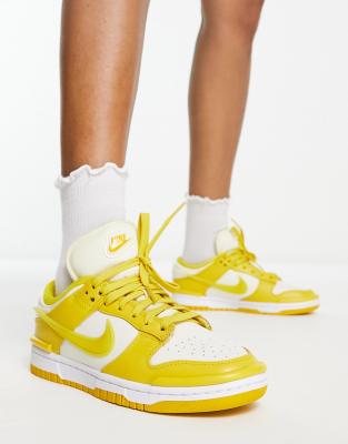 Shop Nike Dunk Twist Low Sneakers In Vivid Sulphur And Cream-white