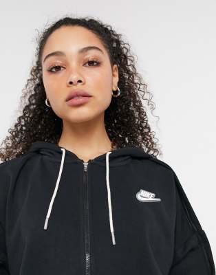 nike mini swoosh oversized cropped red zip through hoodie