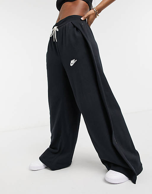 Nike High Waisted Wide Leg Sweatpants In Black