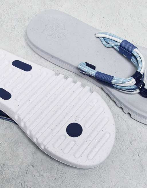 Nike Ecohaven NN flip flops in white and mystic navy