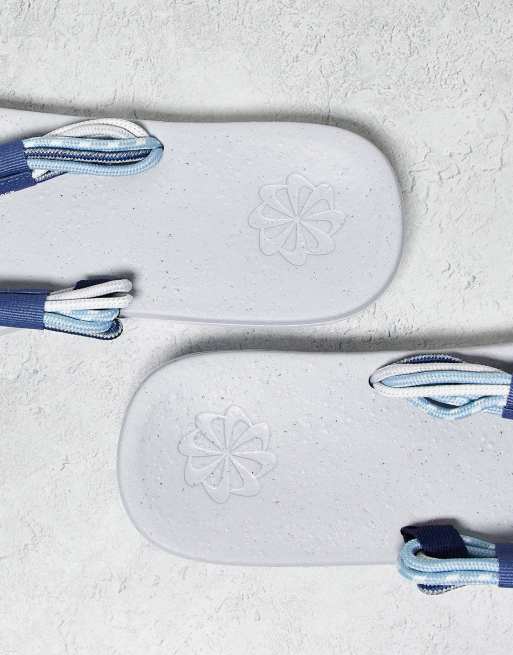 Nike Ecohaven NN flip flops in white and mystic navy