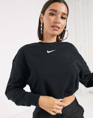 nike elastic drawcord cropped mini swoosh sweatshirt