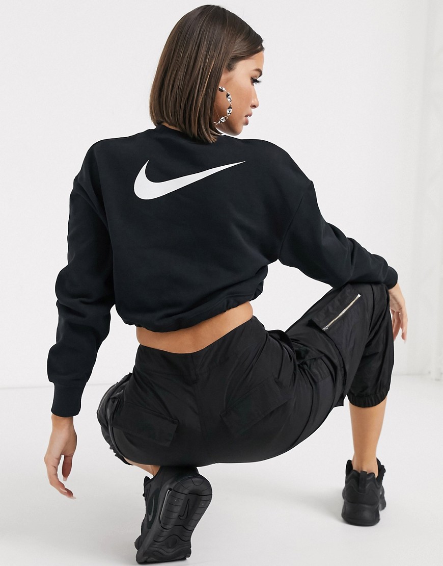 Nike Elastic Drawcord cropped mini Swoosh black sweatshirt