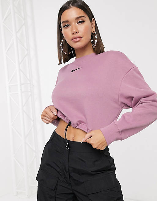 Nike Elastic Drawcord cropped mini Swoosh Purple sweatshirt