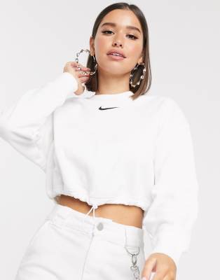 white nike crop top hoodie