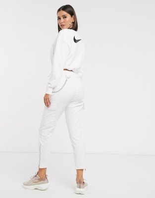 nike white cropped jumper