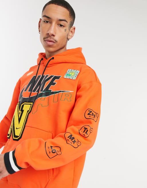 Nike Element heavyweight hoodie with applique patches in orange