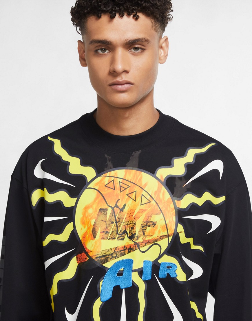 Nike Element mock neck long sleeve T-shirt with print in black