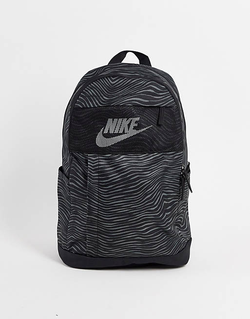 Men Nike Elemental backpack in black/grey zebra 