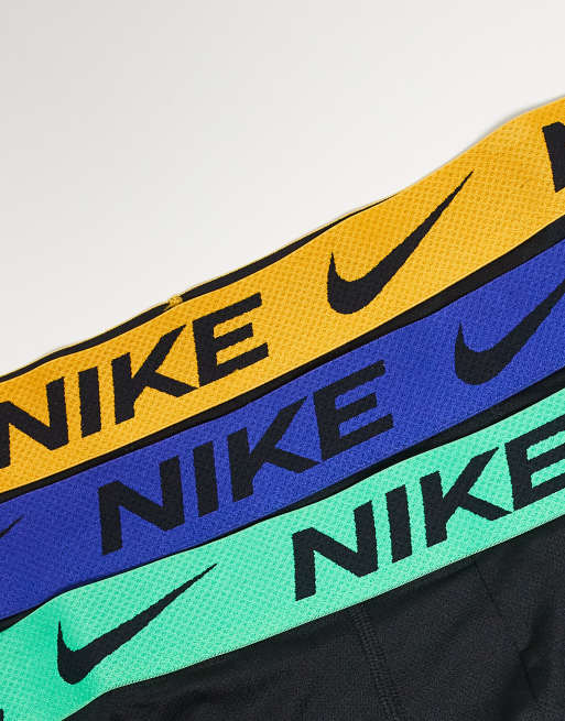Nike Elite Breathe 3 pack boxer brief in black with coloured waistband in green / orange / blue, 2 of 3